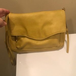 Mustard Ela foldover crossbody purse